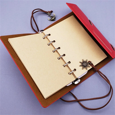 Pusula Tasarımlı Deri Defter - Değiştirilebilir Sayfalı - Vintage Ajanda