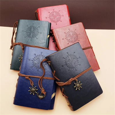 Pusula Tasarımlı Deri Defter - Değiştirilebilir Sayfalı - Vintage Ajanda