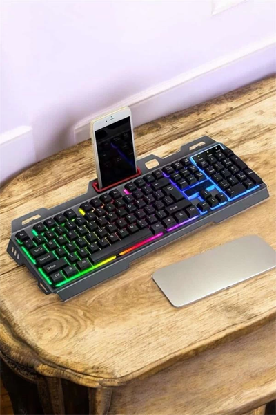 Q Klavye RGB Işıklı Klavye Ve Mouse Seti Kablolu Mouse Hediyeliş