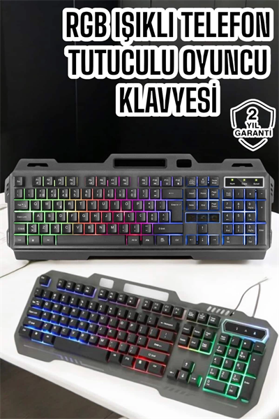 Q Klavye RGB Işıklı Klavye Ve Mouse Seti Kablolu Mouse Hediyeliş