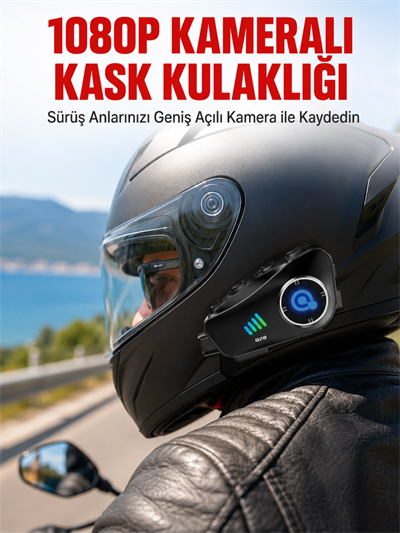 Q28 Bluetooth Kask Kulaklık 1080P Kamera Su Geçirmez Motosiklet Interkom Yeni Nesil