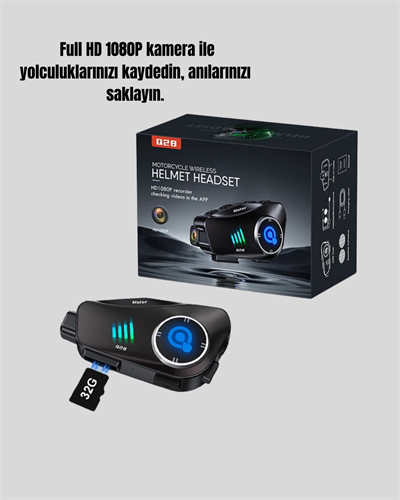 Q28 Bluetooth Kask Kulaklık 1080P Kamera – Su Geçirmez Motosiklet Interkom