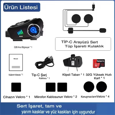 Q28 Kameralı Motosiklet Kask Kulaklığı