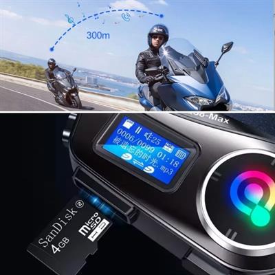 Q58 Motorsikletler İçin Fener Özellikli SD Kart Bölümlü LCD Ekranlı Kablosuz Bluetooth Kulaklıklı – Suya Dayanıklı Kask Kulaklığı (3936)