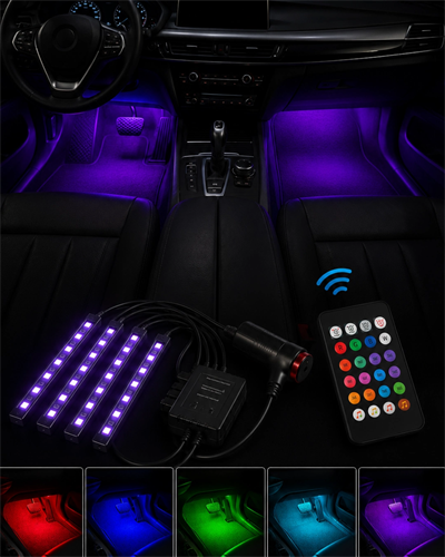 RGB Araç İçi Şerit LED Seti Müzik Kontrollü Ambiyans Aydınlatma