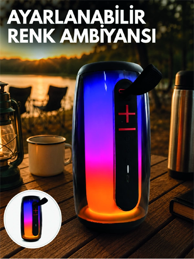 RGB Aydınlatmalı Kablosuz Bluetooth Hoparlör USB Bellek TF Kart Destekli