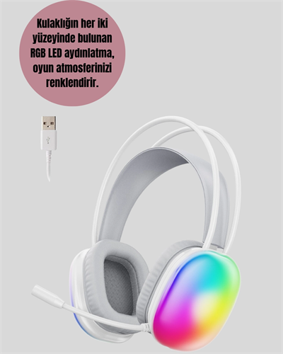 RGB Aydınlatmalı Kablosuz Bluetooth Oyuncu Kulaklığı