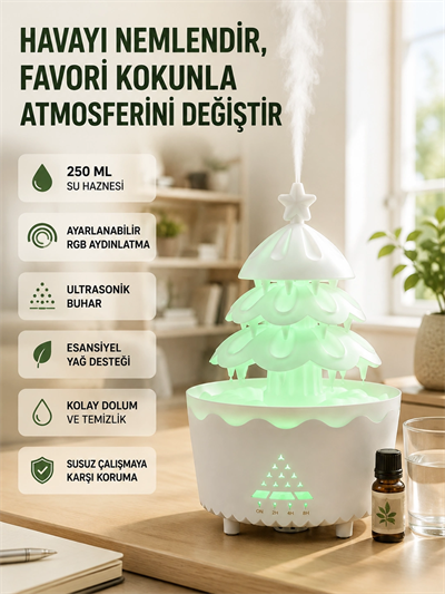 RGB Aydınlatmalı Şans Ağacı Aromaterapi Difüzörü 250 ML Hava Nemlendirici
