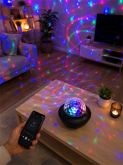 RGB Bluetooth Disko Lambası Dahili Hoparlörlü Müzikli Parti Işığı USB ve TF Kartlı