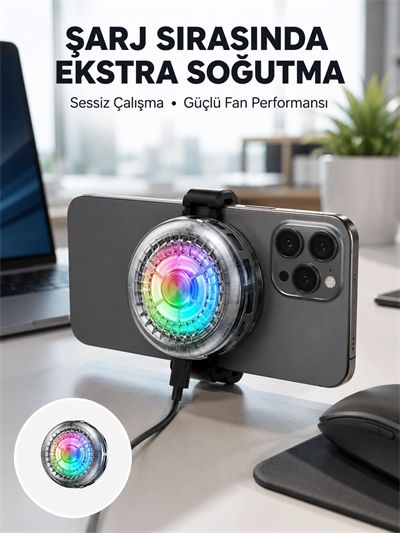 RGB Gaming Telefon Fanı Sessiz Soğutucu Tüm Akıllı Telefonlara Uygun Yeni Nesil