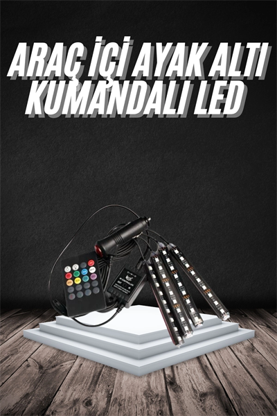 RGB Işıklı Araç İçi Aydınlatma Kumandalı 12li Led Işık Renk Değiştirebilen