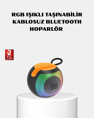RGB Işıklı Bluetooth Hoparlör – 360° Stereo Ses ve 8 Saat Çalma Süresi
