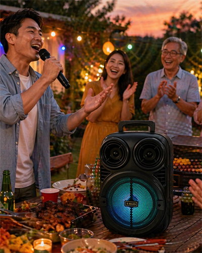 RGB Işıklı Bluetooth Karaoke Hoparlör Mikrofonlu USB TF Kart Destekli Taşınabilir Speaker