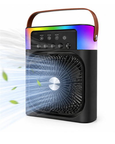 RGB Işıklı Buharlı Masaüstü Fan Sessiz Çalışan USB Şarjlı Taşınabilir Fan