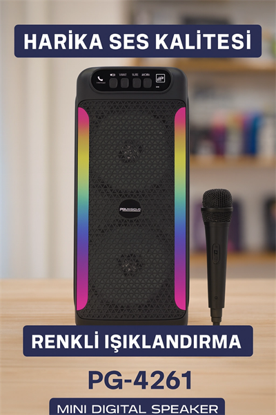 RGB Işıklı Çift Hoparlörlü Taşınabilir Bluetooth Speaker ve Mikrofon Yeni Nesil