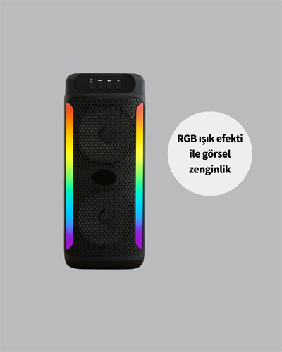RGB Işıklı Çift Hoparlörlü Taşınabilir Bluetooth Speaker ve Mikrofon Yeni Nesil
