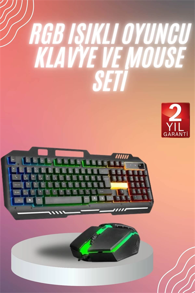 RGB Işıklı Gaming Oyuncu Klavye Q Klavye Mouse Hediyeli