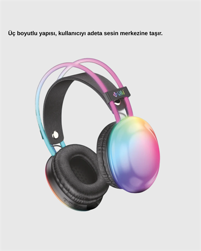 RGB Işıklı Kablosuz Kulaklık Bluetooth 5.3 800mAh Ergonomik IPX4 Dayanıklı