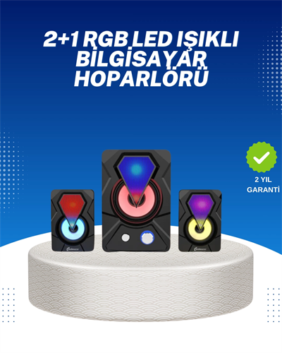 RGB Işıklı USB Hoparlör Seti 9W Çıkış Gücü Derin Bas