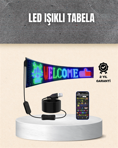 RGB Kayar Yazılı LED Reklam Ekranı – USB Bağlantılı Esnek Tasarım