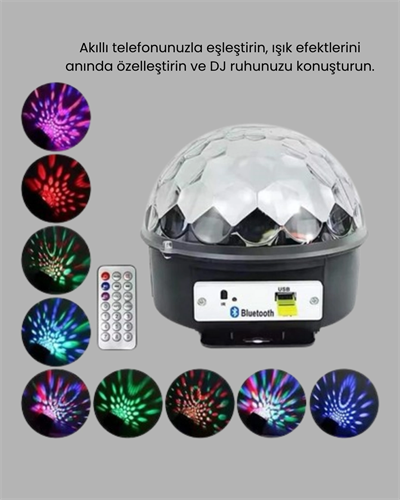 RGB LED Disko Topu Projektör – Ev Partileri, Doğum Günleri ve Eğlence İçin Işık Şovu
