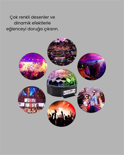 RGB LED Disko Topu Projektör – Ev Partileri, Doğum Günleri ve Eğlence İçin Işık Şovu