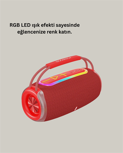 RGB LED Işıklı 20W Taşınabilir Hoparlör Bluetooth 5.3 + Type-C Şarj