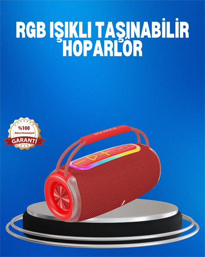 RGB LED Işıklı 20W Taşınabilir Hoparlör Bluetooth 5.3 + Type-C Şarj