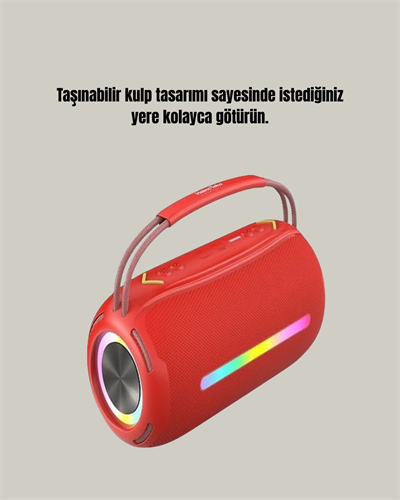 RGB LED Işıklı 20W Taşınabilir Hoparlör Bluetooth 5.3 + Type-C Şarj
