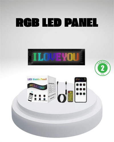 RGB LED Panel – Mobil Uyumlu, Yazı ve GIF Destekli, USB Bağlantılı Dekoratif Ekran