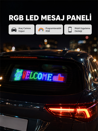 RGB LED Panel – Mobil Uyumlu, Yazı ve GIF Destekli, USB Bağlantılı Dekoratif Ekran