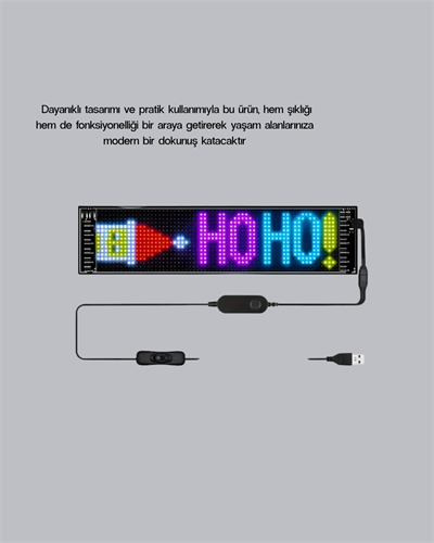 RGB LED Panel – USB Güç Girişli, GIF ve Yazı Gösterimli Akıllı Ekran