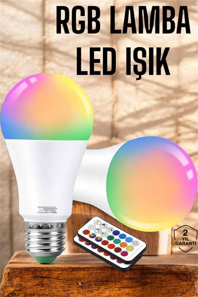 RGB Led Lamba Led Işık Ampul Renk Değiştirebilen 100 Watt