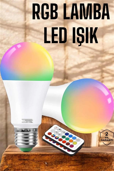 RGB Led Lamba Led Işık Ampul Renk Değiştirebilen 100 Watt