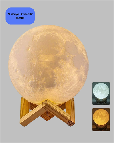 RGB Modlu 16 Renkli Ay Gece Lambası 3D Baskı