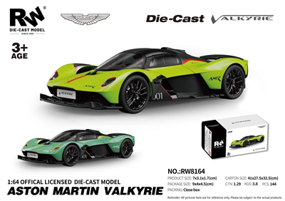 RW8164 1:64  ASTON MARTON VALKYRIE ÇEK BIR.ARA METAL MODEL ARABA