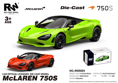 RW8864 1:64 MCLAREN 750S ÇEK BIR.ARABA METAL MODEL ARABA