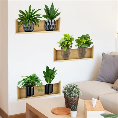 Raflı Bitki Tasarımlı Yapışkanlı Sticker 20*30 Cm 3lü Set Bx40