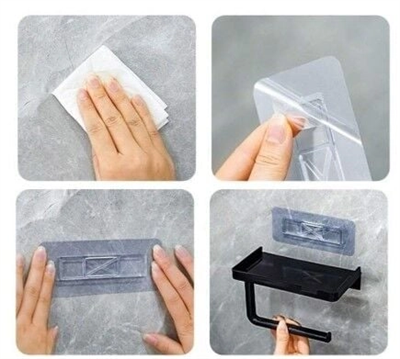 Raflı Yapışkanlı Tuvalet Kağıdı Askılığı