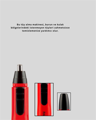 Raks Kırmızı Tüy Temizleme Cihazı Kulak Burun Pilli Ergonomik