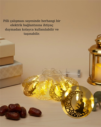 Ramazan Ay Işığı Secde Eden Adam Silüetli LED Peri Işığı