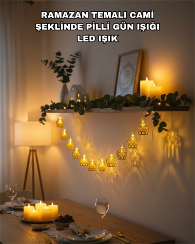 Ramazan Bayram Süslemesi İçin LED Işık Cami Figürlü Dekoratif Tasarım
