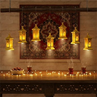 Ramazan Temalı Altıgen Kubbe LED Lamba