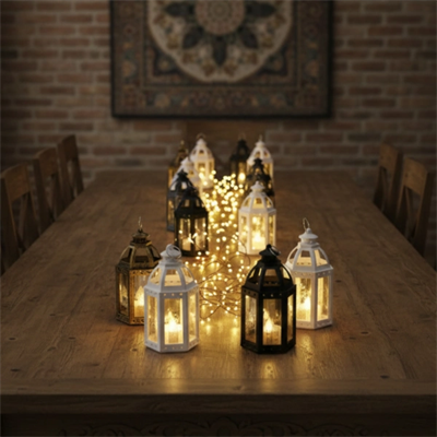 Ramazan Temalı Büyük Altıgen Açık Kubbe LED Lamba