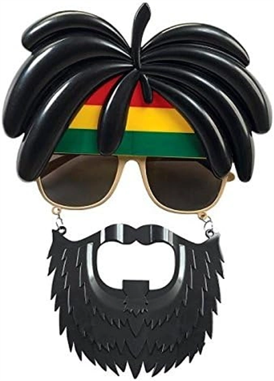 Rasta Peruklu Rasta Sakallı Bob Marley Bıyıklı Parti Gözlüğü 27x18 Cm Bx40