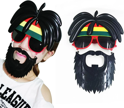 Rasta Peruklu Rasta Sakallı Bob Marley Bıyıklı Parti Gözlüğü 27x18 Cm Bx40
