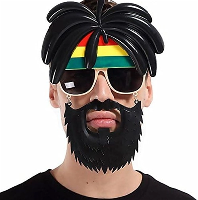 Rasta Peruklu Rasta Sakallı Bob Marley Bıyıklı Parti Gözlüğü 27x18 Cm Bx40