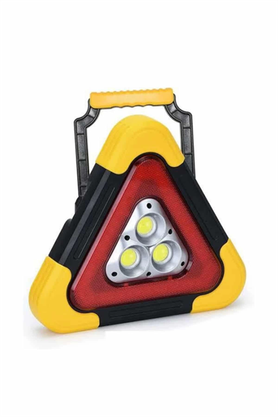 Reflektör Güneş Panelli Solarlı Şarjlı Üçgen Işıklı Trafik Reflektör Fener