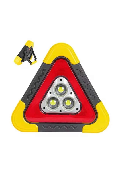 Reflektör Güneş Panelli Solarlı Şarjlı Üçgen Işıklı Trafik Reflektör Fener