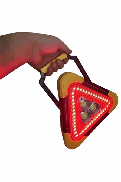 Reflektör Güneş Panelli Solarlı Şarjlı Üçgen Işıklı Trafik Reflektör Fener